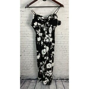Free People Women Black Floral Spaghetti Strap Jumpsuit Romper Sz SP T2
